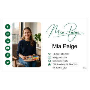 Bespoke hand-drawn signature logo design for Mia Paige fine art painter and creative designer portfolio