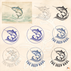 Manual vector tracing and emblem restoration for The Deep Haul seafood brand logo